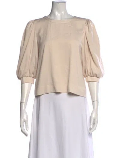 Pre-owned Emily Mccarthy Crew Neck Three-quarter Sleeve Top W/ Tags In Neutral