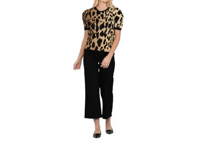 Emily Mccarthy Crewneck Knit Top In Lady Leopard In Brown
