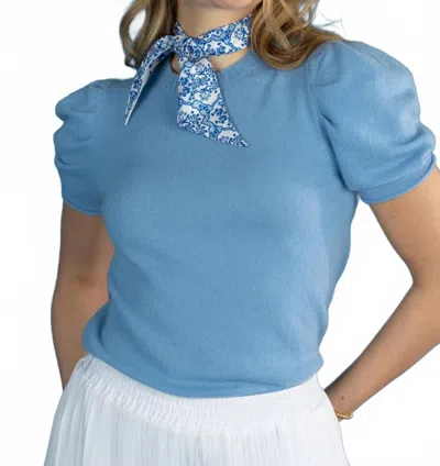 Emily Mccarthy Crewneck Knit Top In Nantucket Breeze In Blue