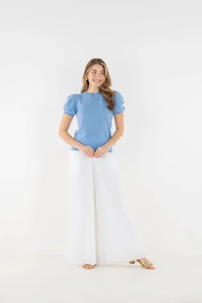 Emily Mccarthy Short Sleeve Crewneck Sweater In Nantucket Breeze In Blue