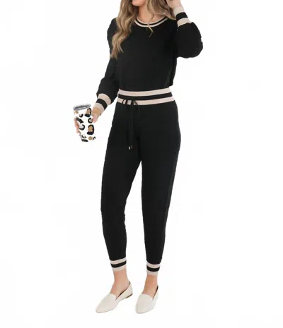 EMILY MCCARTHY DOWNTOWN JOGGER PANTS IN BLACK KNIT CHEETAH