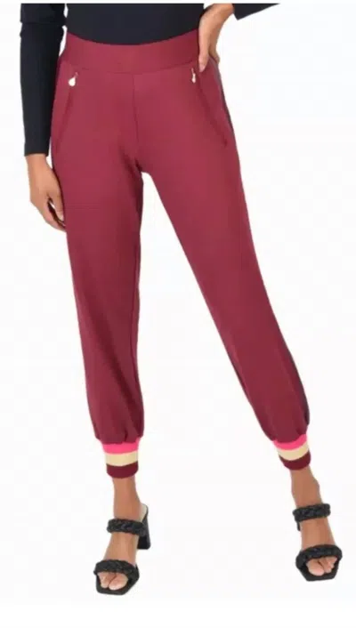 Emily Mccarthy Downtown Joggers In Burgundy In White