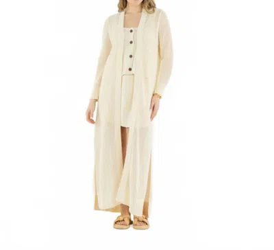 Emily Mccarthy Driftwood Duster In Biana Stripe French Terry In White