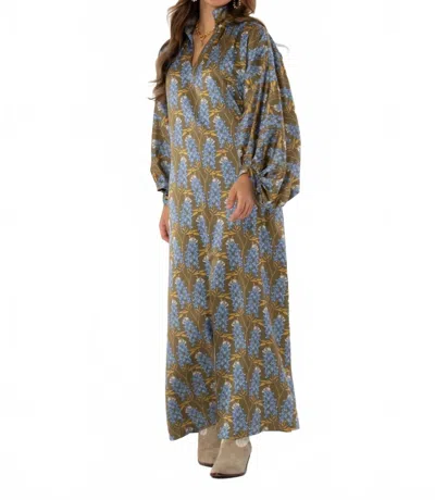 Emily Mccarthy Fiona Blouson Sleeves Dress In Blue Bonnet In Multi