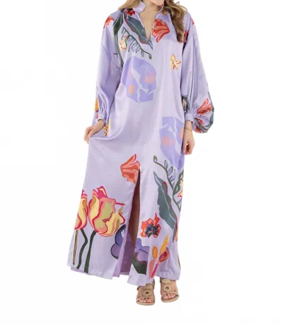Emily Mccarthy Fiona Dress In Lilac Garden In Purple
