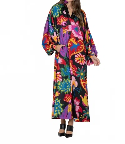 Emily Mccarthy Fiona Dress In Midnight Garden In Multi