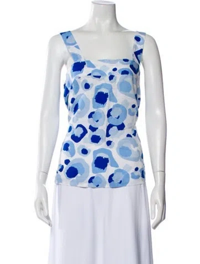 Pre-owned Emily Mccarthy Floral Print Square Neckline Top In Multi