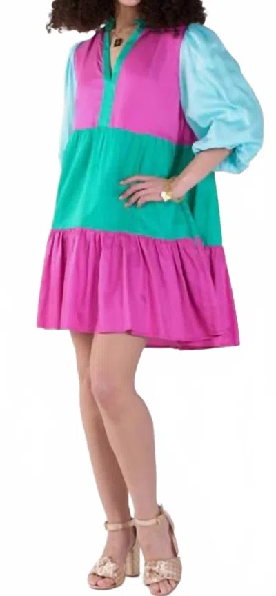 Emily Mccarthy Frankie Dress In Bangle Colorblock In Pink