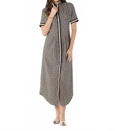 Emily Mccarthy Georgia Dress In Black Tonal Monogram In Burgundy