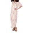 Emily Mccarthy Georgia Maxi Dress In Sand Stripe In Pink