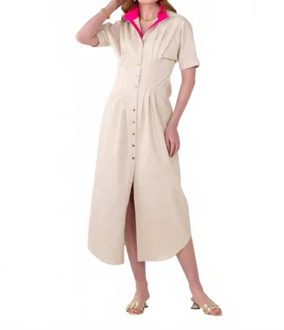 Emily Mccarthy Georgia Dress In Sandshell W/ Pink In Neutral