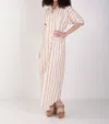 Emily Mccarthy Georgia Maxi Dress In Sand Stripe In Multi
