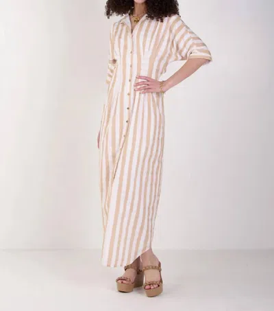 EMILY MCCARTHY GEORGIA MAXI DRESS IN SAND STRIPE