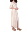 Emily Mccarthy Georgia Maxi Dress In Sand Stripe In Pink