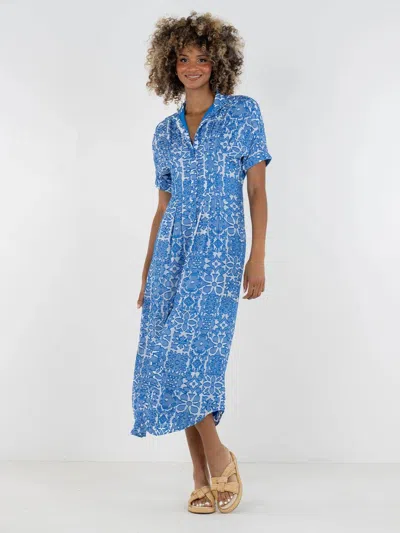 Emily Mccarthy Georgia Midi Dress In Positano In Blue