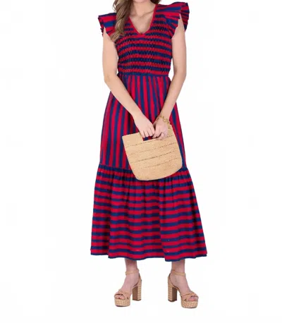 Emily Mccarthy Grace Maxi Dress In Americano Stripe In Pink