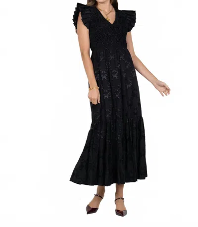 Emily Mccarthy Grace Maxi Dress In Bow Lattice In Black