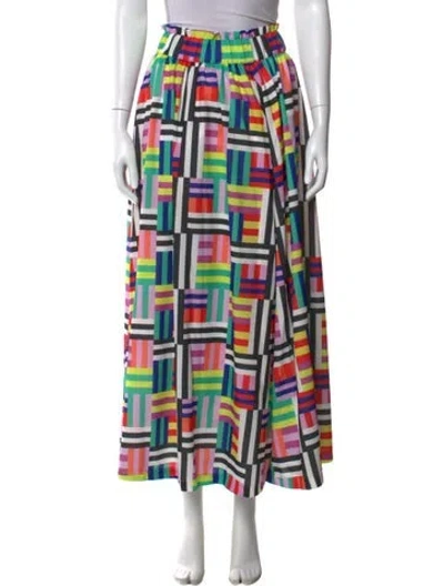 Pre-owned Emily Mccarthy Graphic Print Long Skirt In Multi