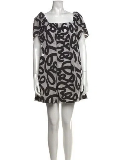 Pre-owned Emily Mccarthy Graphic Print Mini Dress In Black