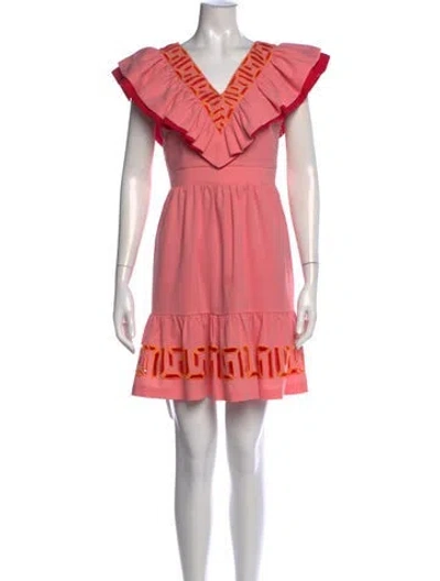 Pre-owned Emily Mccarthy Graphic Print Mini Dress In Pink