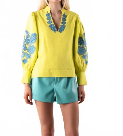 Emily Mccarthy Hampton Long Sleeve Top - Plus In Joy Bouquet In Yellow