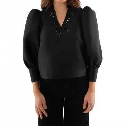 Emily Mccarthy Hampton Long Sleeve Top In Midnight In Black