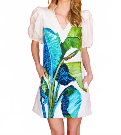 Emily Mccarthy Hampton Mini Dress In Bellamy Leaves In Multi