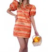 Emily Mccarthy Hampton Mini Dress In Coral Ripple In Red