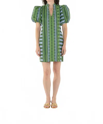Emily Mccarthy Hampton Mini Dress In Forest Jubilee Jacquard In Green