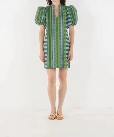 Emily Mccarthy Hampton Mini Dress In Forest Jubilee Jacquard In Green