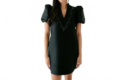 Emily Mccarthy Hampton Mini Dress In Midnight Poly Silk In Blue