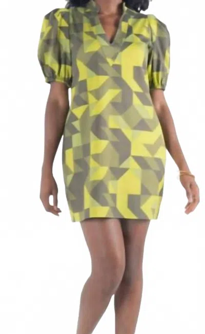 Emily Mccarthy Hampton Mini Dress In Olive Prism In Multi