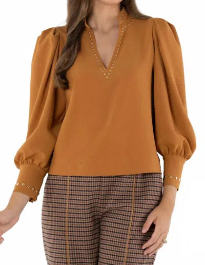 Emily Mccarthy Hampton V-neck Top In Brown Sugar