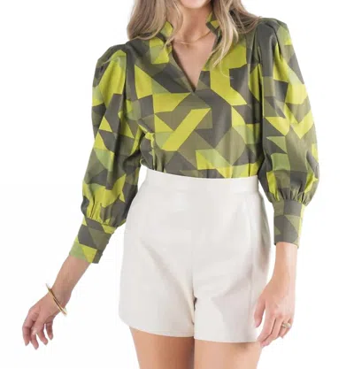 Emily Mccarthy Hampton Top In Olive Prism In Multi