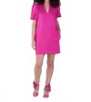 Emily Mccarthy Hampton V Neck Mini Dress In Very Berry In Pink