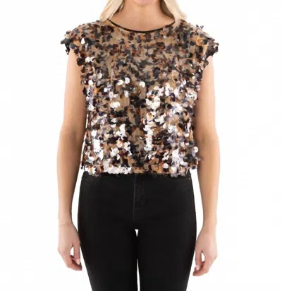 Emily Mccarthy Hatti Tank Top In Tortoise Shell Sequin In Black