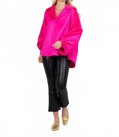 Emily Mccarthy Iris Oxford Top In Pink Faux Bois In Multi