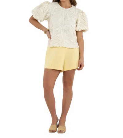 Emily Mccarthy Jane Puff Sleeve Top In Alici In Neutral