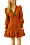 Emily Mccarthy Jenny Long Sleeve Mini Dress In Tangerine In Orange