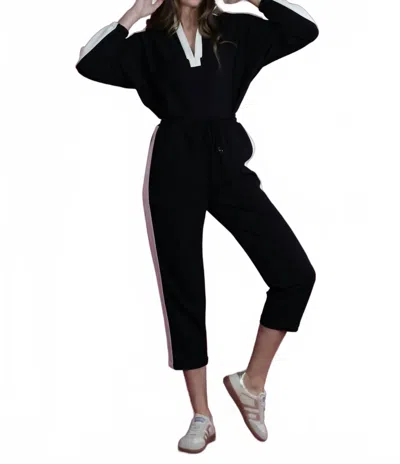 Emily Mccarthy Joy Drawstring Jogger In Midnight Vanilla In Black