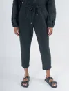Emily Mccarthy Joy Drawstring Waistband Jogger Pants In Jet Black Cheetah In Black