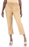 Emily Mccarthy Joy Faux Leather Jogger Pants In Lark Beige In Multi