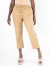 Emily Mccarthy Joy Faux Leather Jogger Pants In Lark Beige In Multi