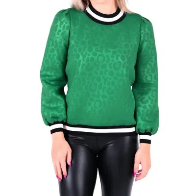 Emily Mccarthy Julia Day Pullover In Evergreen Cheetah In Green