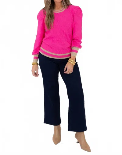 Emily Mccarthy Julia Monogram Knit Sweater In Rose In Pink