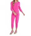 Emily Mccarthy Julia Sweater In Rose Monogram Knit In Pink