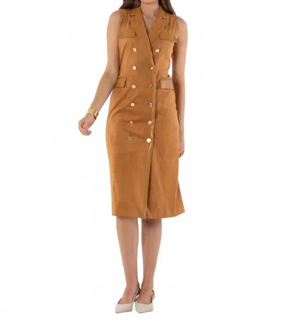 Emily Mccarthy Kelly Midi Dress In Brown Sugar Suede