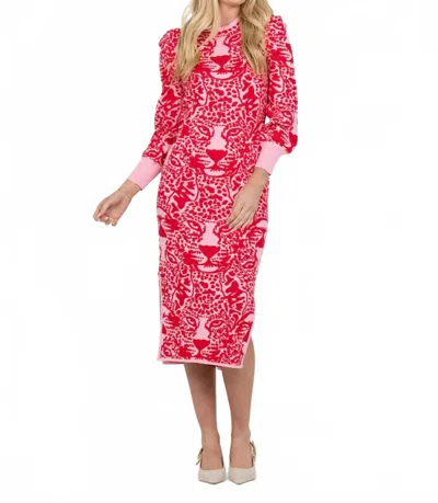 Emily Mccarthy Lane Sweater Midi Dress In Cheeky Cheetah In Animal Print