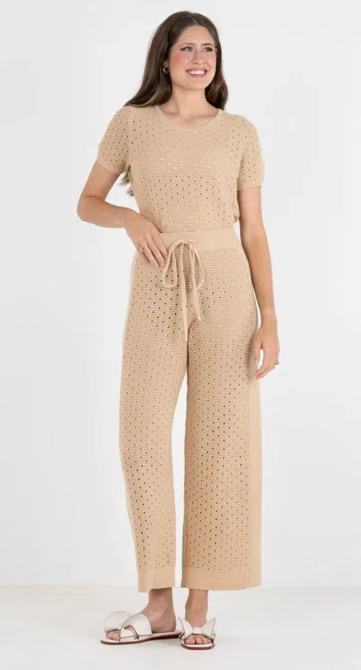 Emily Mccarthy Lido Beach Wide Leg Pants In Beige In Animal Print