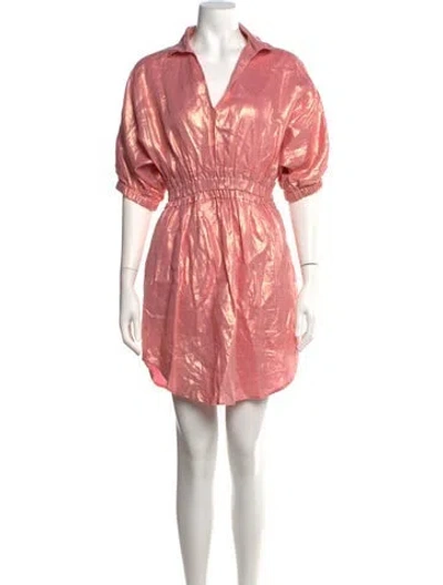 Pre-owned Emily Mccarthy Linen Mini Dress In Pink